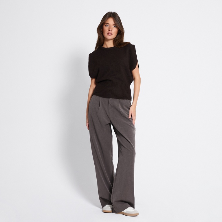 Cap sleeve knit top "Alisa" Brown